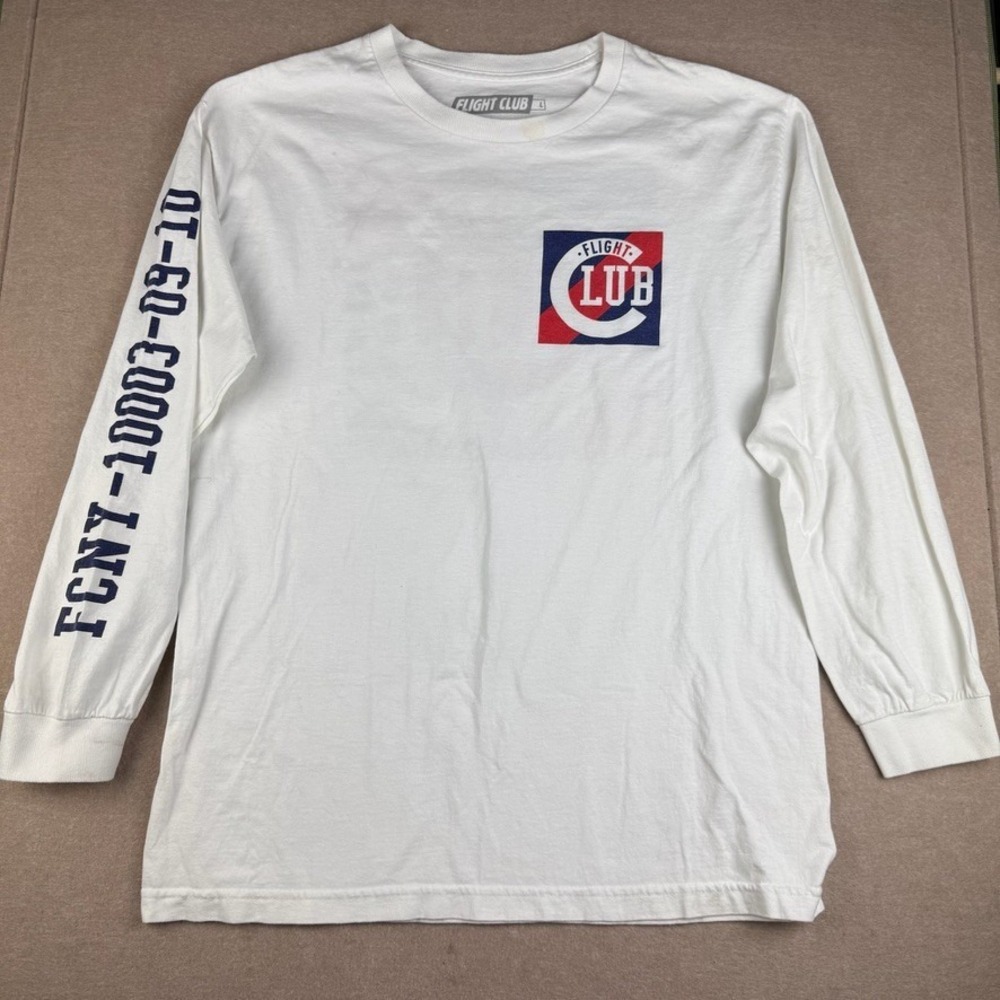 Flight Club T Shirt Men's L White Long Sleeve Graphic Logo Streetwear Skate Tee
